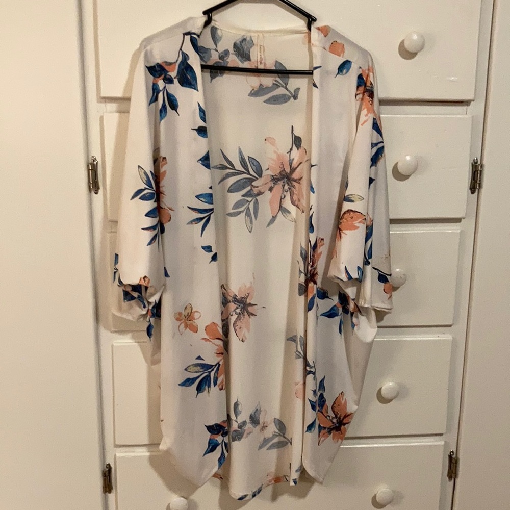 Ivory and floral kimono